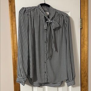 J. Crew Black and White Houndstooth Blouse